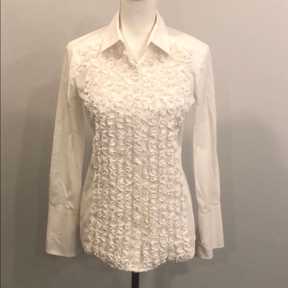 Centre Ville White Tuxedo Style Blouse